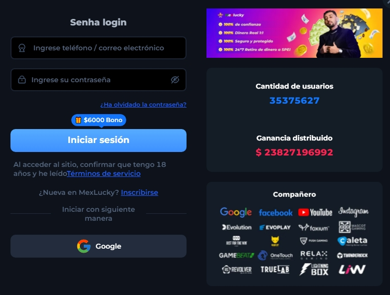 mexlucky iniciar sesión